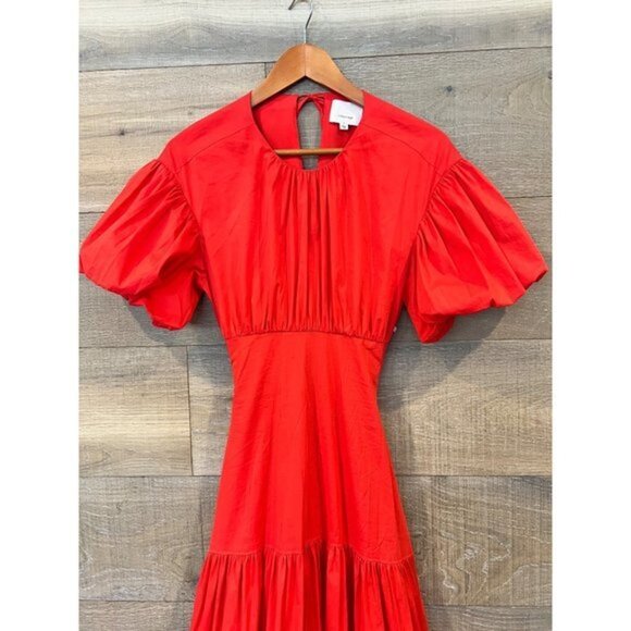 NWOT CINQ A SEPT Maisey Puffed Sleeve Tiered Open-Back Dress SIZE 2 - Picture 6 of 11